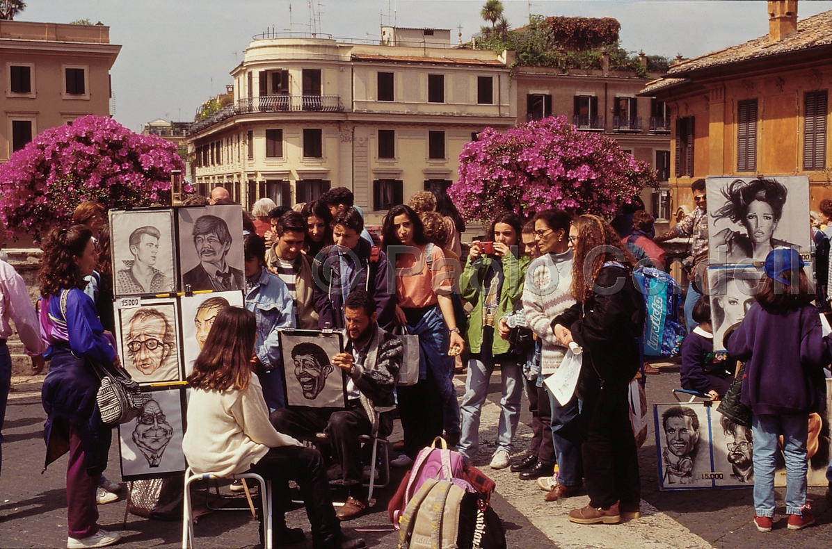 Caricaturist at Spanish Steps, Rome, Italy
 (cod:Rome 22)